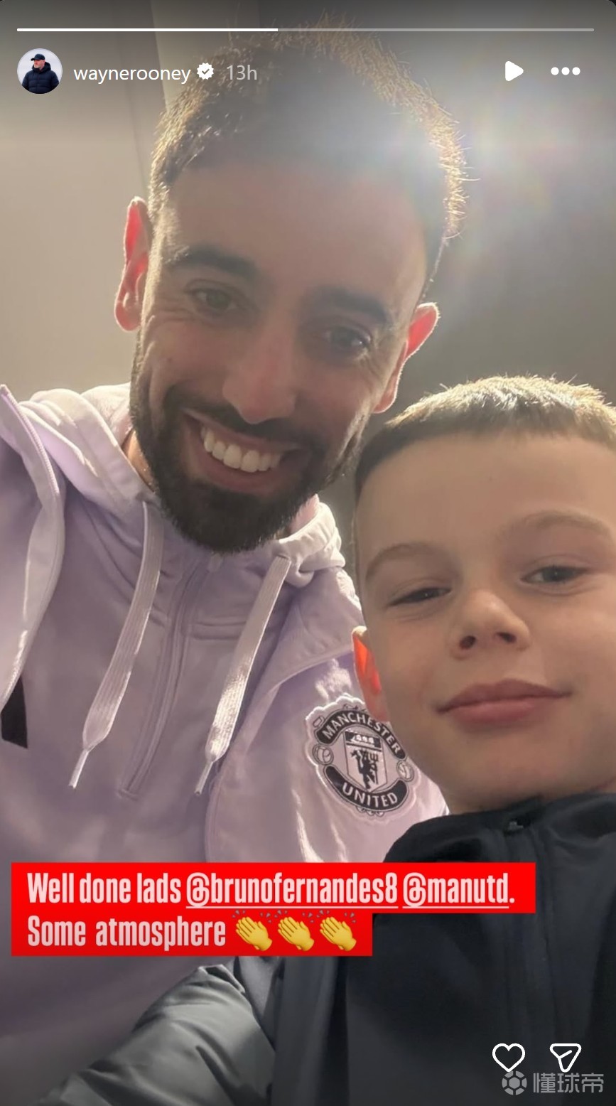 鲁尼晒出B费和自己小儿子的合影：做得好啊伙计们